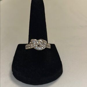 Elegant Sterling Silver Cubic Zirconia Knot Ring